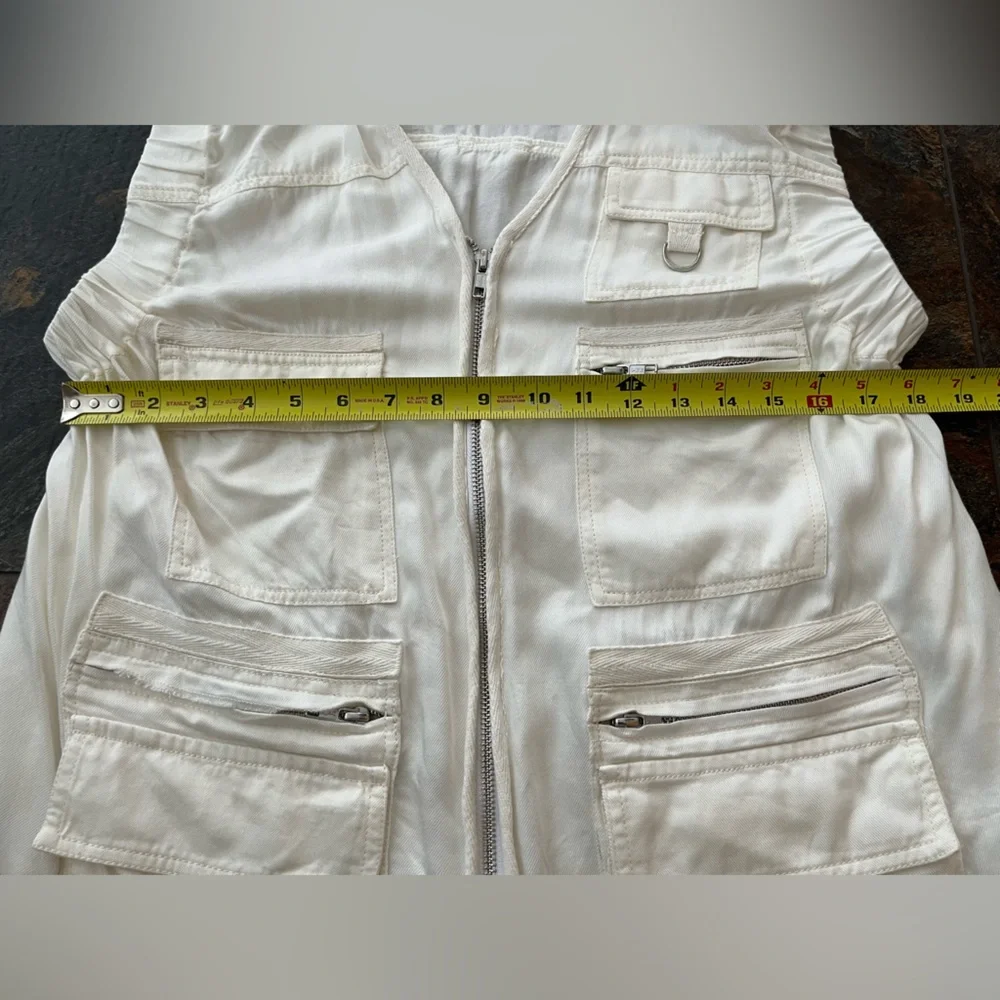 Womens Free People Movement cream utility functional oversized 2 way zip vest XS